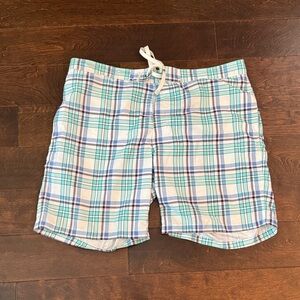 Merona Blue and White Plaid Swim Board Shorts XL